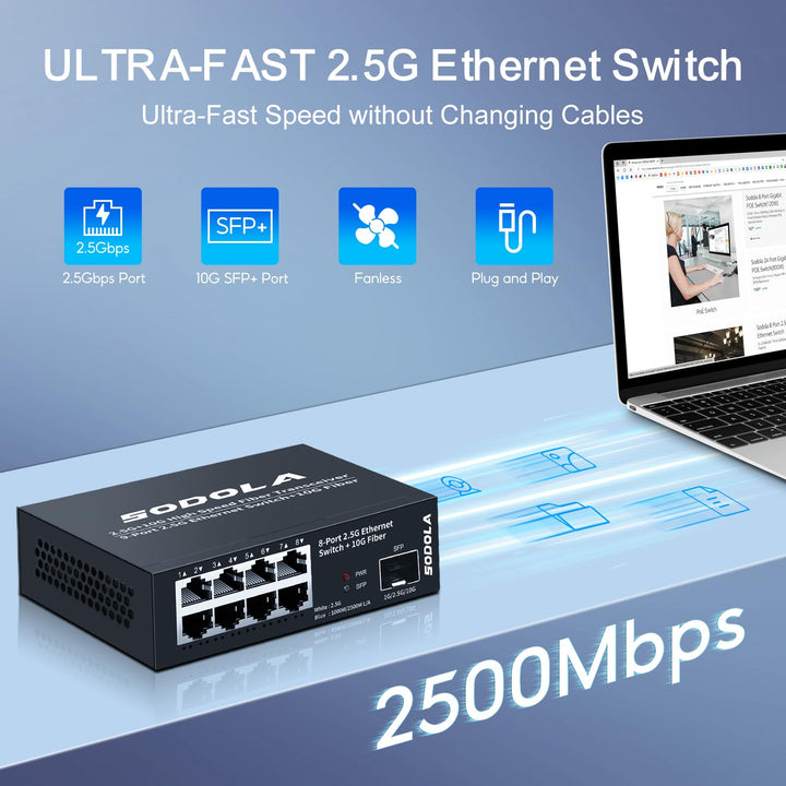 Netzwerk-Switch 2.5G Unmanaged 8-Port mit 10G SFP+ Uplink - Bild 3