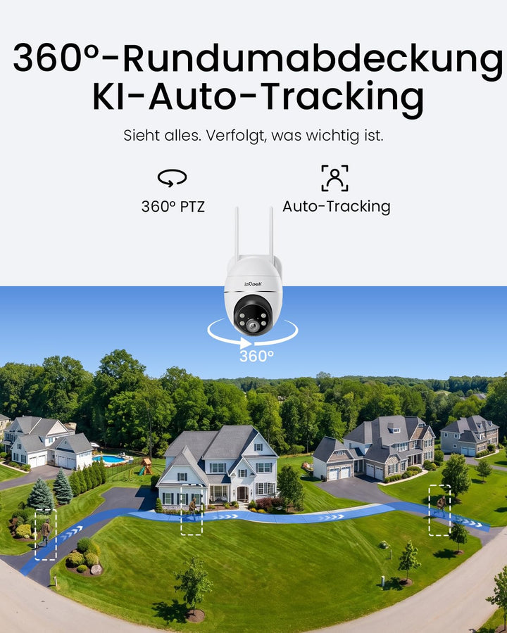 Solar-Überwachungskamera Aussen 4MP AOV mit Auto-Tracking 9000mAh - Bild 3