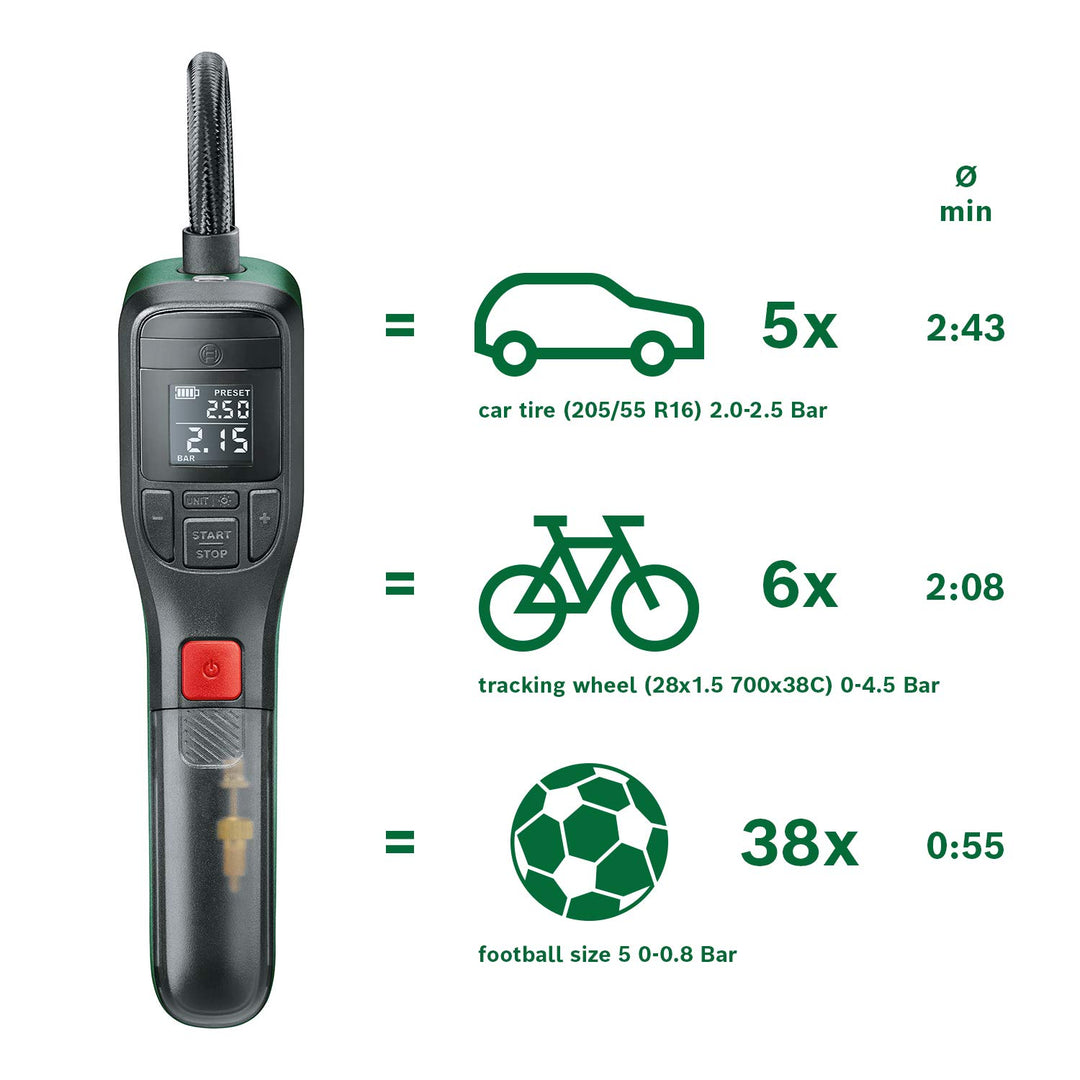 Akku-Luftpumpe 10,3 bar mit Autostopp für Fahrrad und Auto - Bild 5
