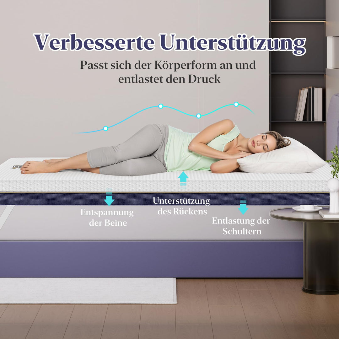 Matratzentopper 10cm 160x200cm Gel Memory Foam H3/H4 fest - Bild 3
