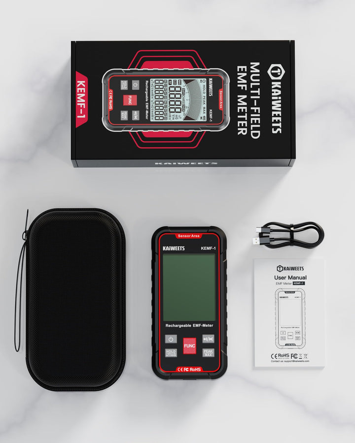 EMF-Messgerät 3-in-1 EF/MF/RF mit LCD-Display und USB-C Akku - Bild 7