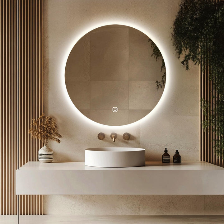 Badspiegel rund 80cm mit LED-Hintergrundbeleuchtung rahmenlos dimmbar - Bild 8