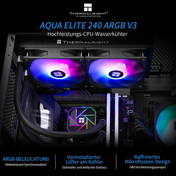 AiO CPU-Wasserkühler 240mm ARGB PWM für AMD AM4/AM5 Intel LGA1700 - Bild 2