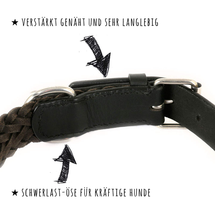 Hundehalsband Echtleder geflochten 30mm breit XL 47-58 cm - Bild 3