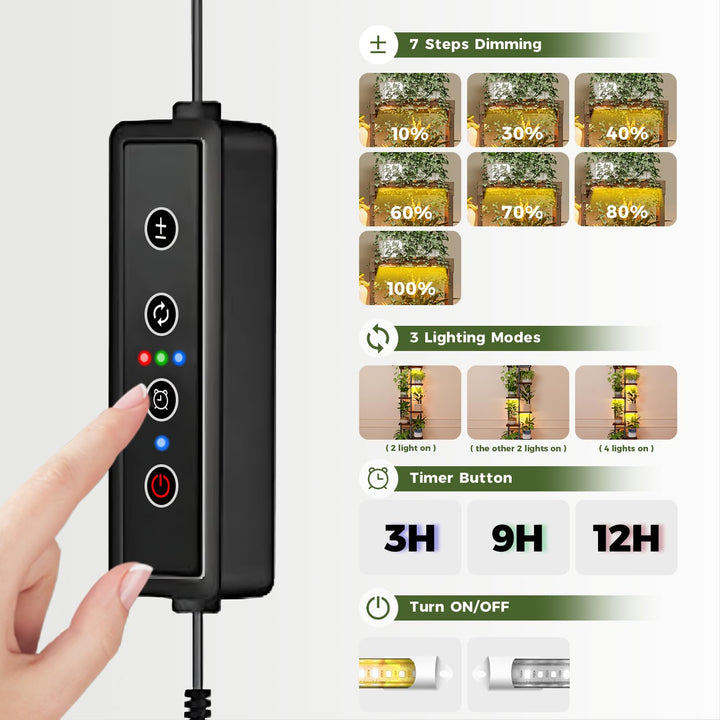 Pflanzenregal mit Pflanzenlampen 7 Etagen Holz Metall Indoor