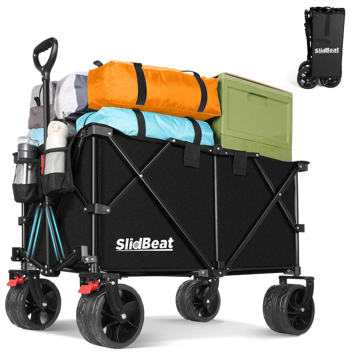 Bollerwagen faltbar XXL 220L 200kg mit Bremsen und Geländerädern