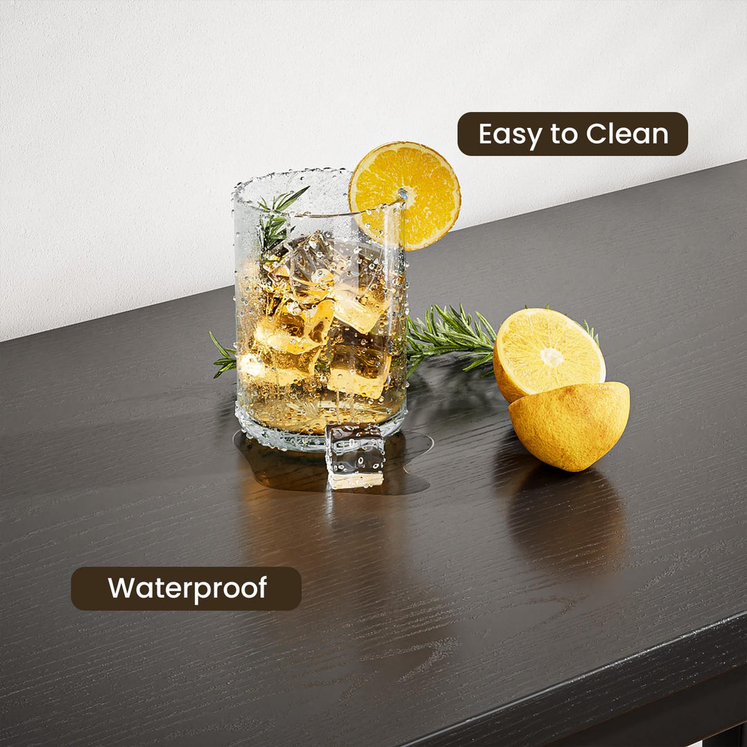 Bartisch-Set mit 2 Barhockern, Ablage und Glashalter, Schwarz - Bild 7