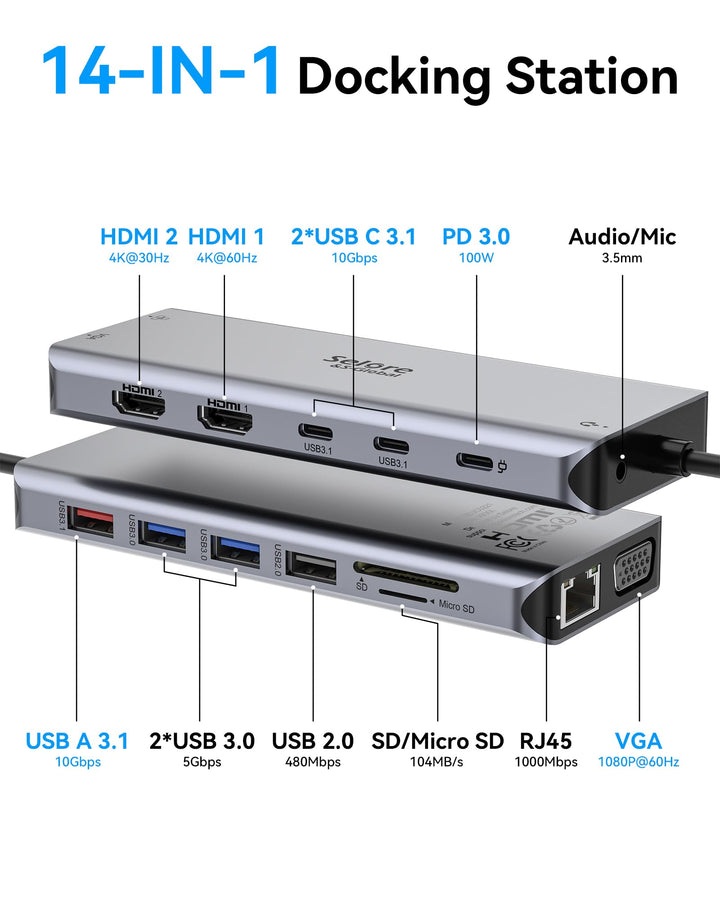 Dockingstation 14-in-1 Triple Display USB-C fuer Laptops - Bild 2