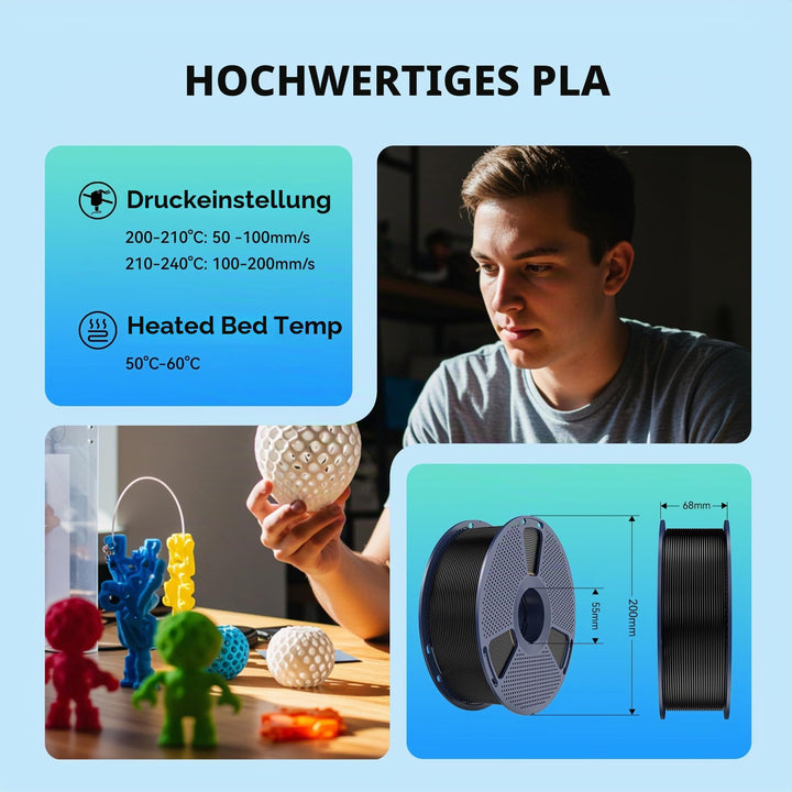 PLA Filament Grau 1.75mm 4x1kg Spulen vakuumverpackt - Bild 8