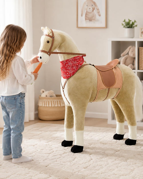 Stehpferd Haflinger beige 105 cm mit Sattel für Kinder ab 5 Jahren
