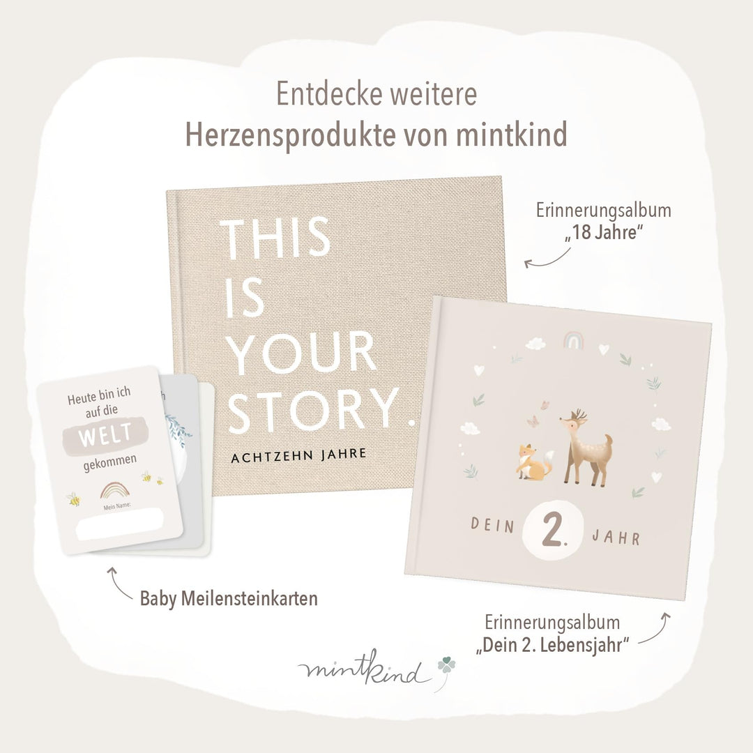 Babyalbum erstes Jahr Hardcover Beige Leinen 176 Seiten mit Sticker-Set - Bild 10
