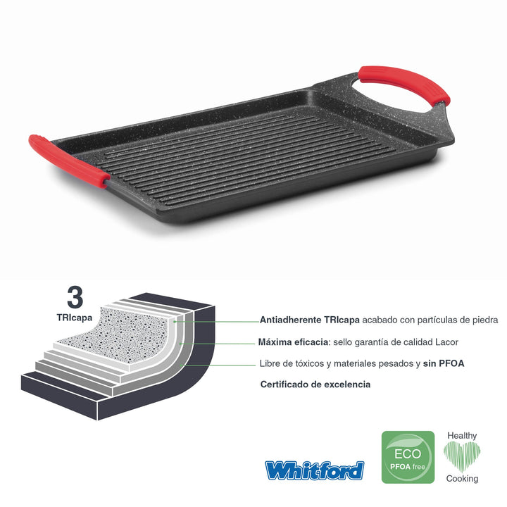 Grillplatte Aluminiumguss Antihaft PFOA-frei 33x25 cm Induktion - Bild 4