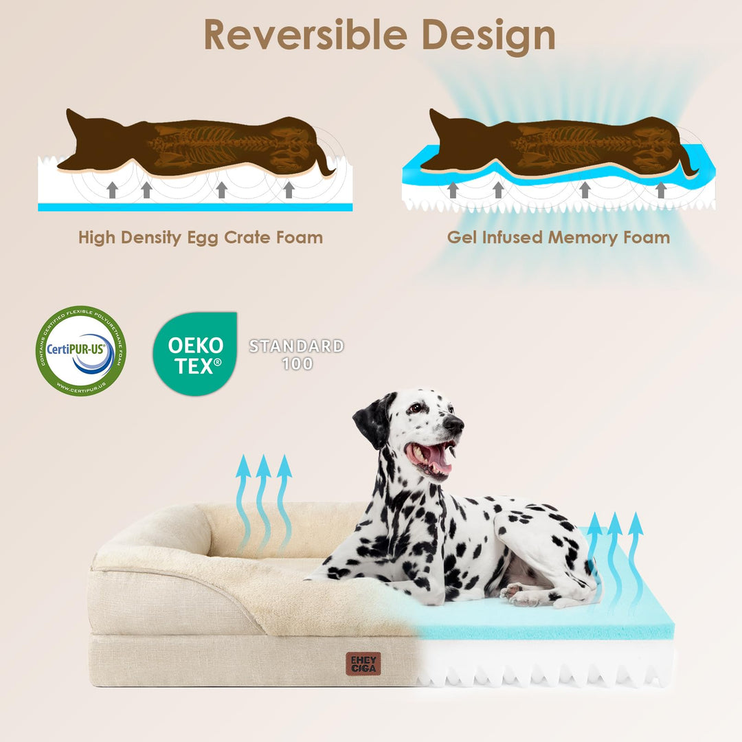 Orthopädisches Hundebett mit 4 Rändern Memory-Foam 91x68cm Beige - Bild 3