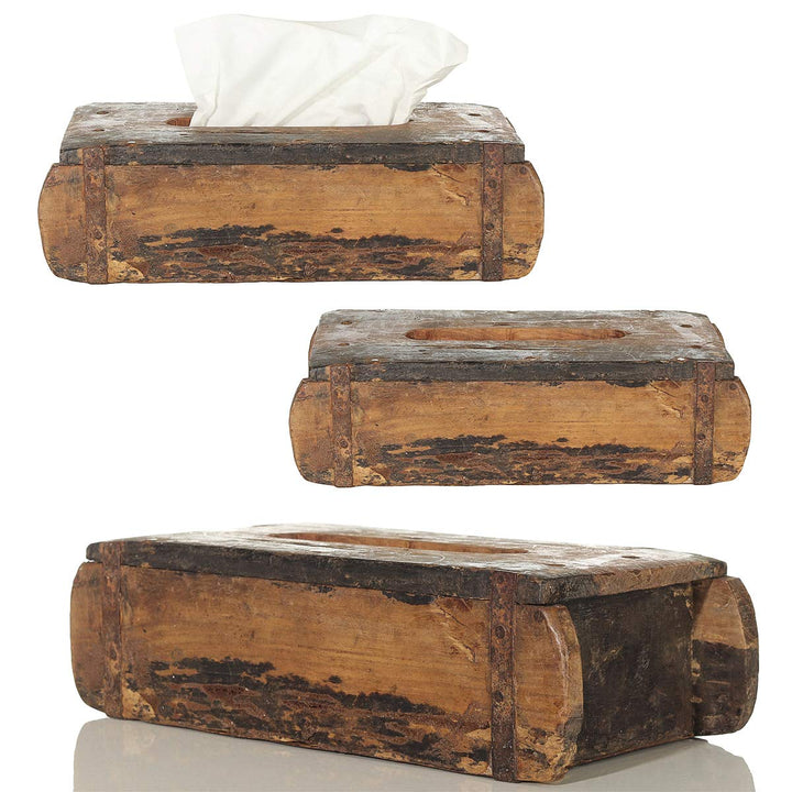 Tissuebox Ziegelform Holz Unikat 31x15cm für Kosmetiktücher