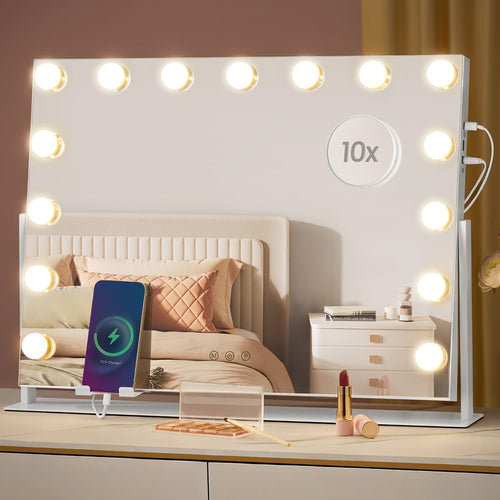 Schminkspiegel mit LED-Beleuchtung 62.5x45.8 cm 3 Lichtfarben