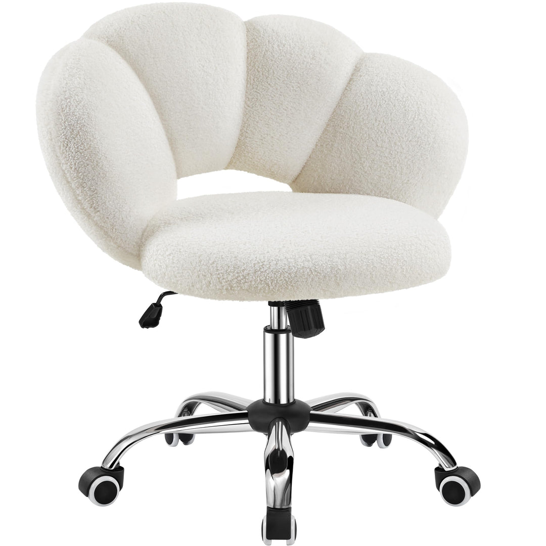 Schreibtischstuhl Wolkenform Bouclé Weiss Höhenverstellbar 136 kg