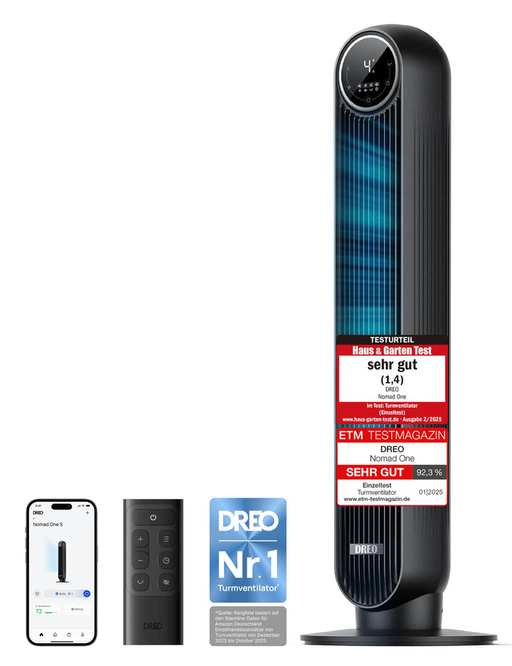 Turmventilator Smart 90cm oszillierend 4 Modi App-Steuerung