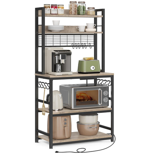 Küchenregal mit Steckdosen 5 Ebenen Industrial 80x40x171 cm