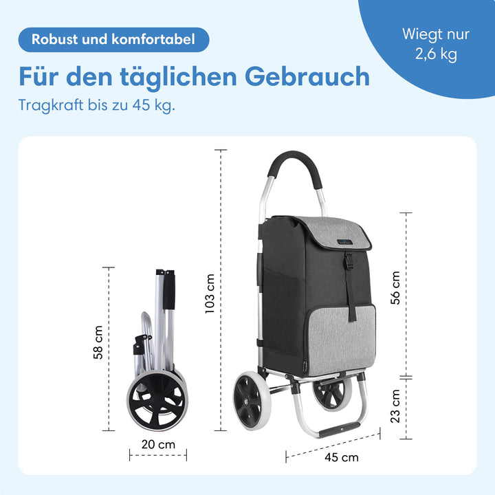 Einkaufstrolley XXL 45L klappbar mit Kühlfach und Sackkarren-Funktion - Bild 8