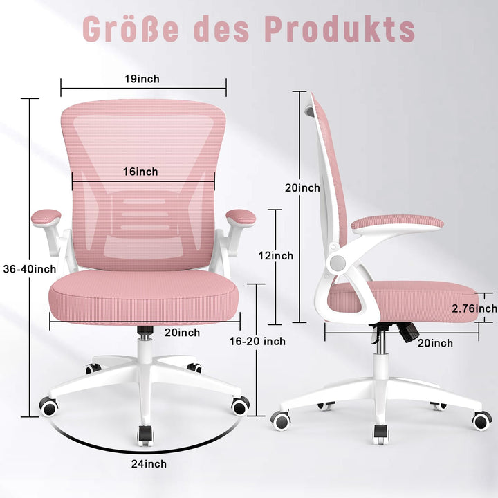 Bürostuhl Ergonomisch Netz Lordosenstütze 360° Rosa - Bild 6