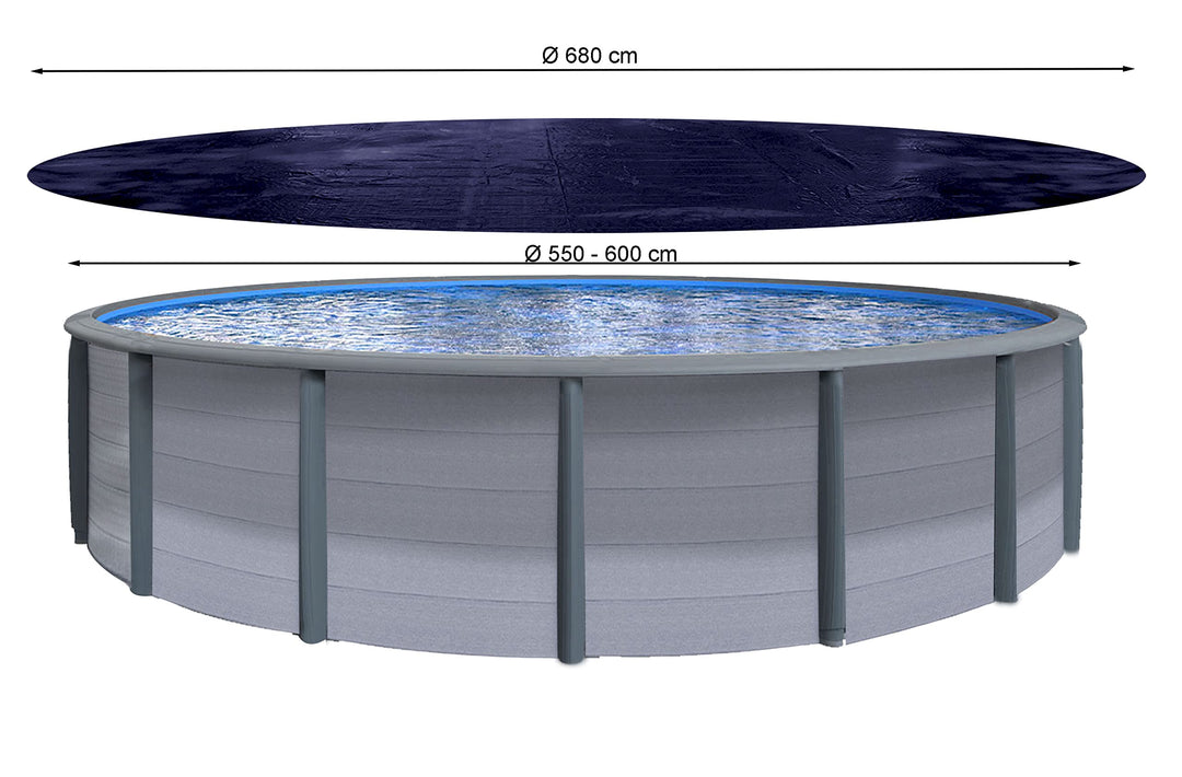 Pool-Solarabdeckplane Rund 680 cm PE für Pools 550–600 cm schwarz - Bild 2