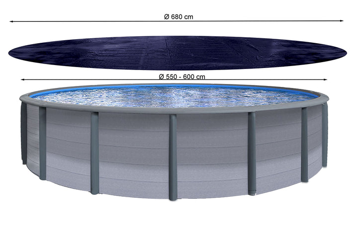 Pool-Solarabdeckplane Rund 680 cm PE für Pools 550–600 cm schwarz - Bild 2