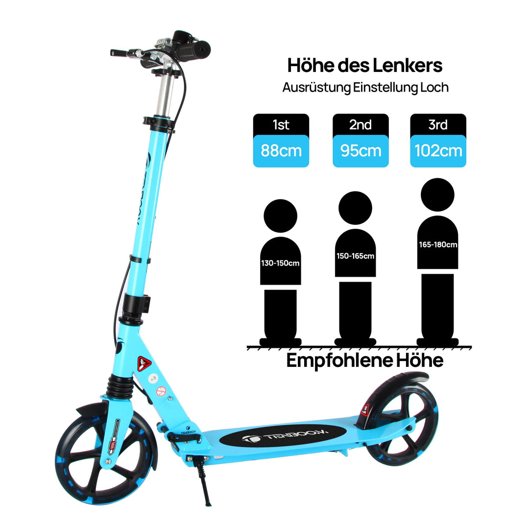 Tretroller Aluminium faltbar LED-Räder 200mm für Kinder &amp; Erwachsene - Bild 6