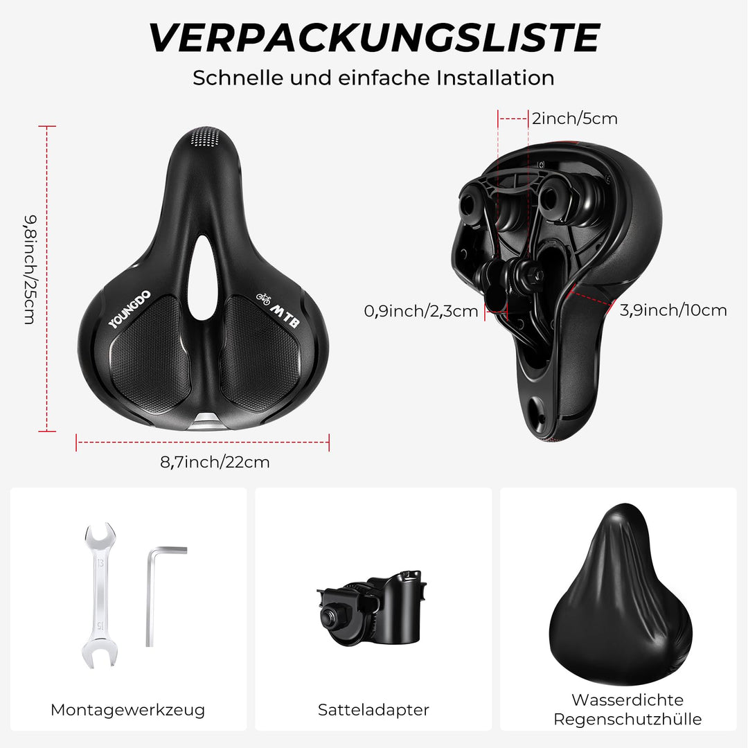Fahrradsattel ergonomisch mit Federung und Mittelkanal universal - Bild 6