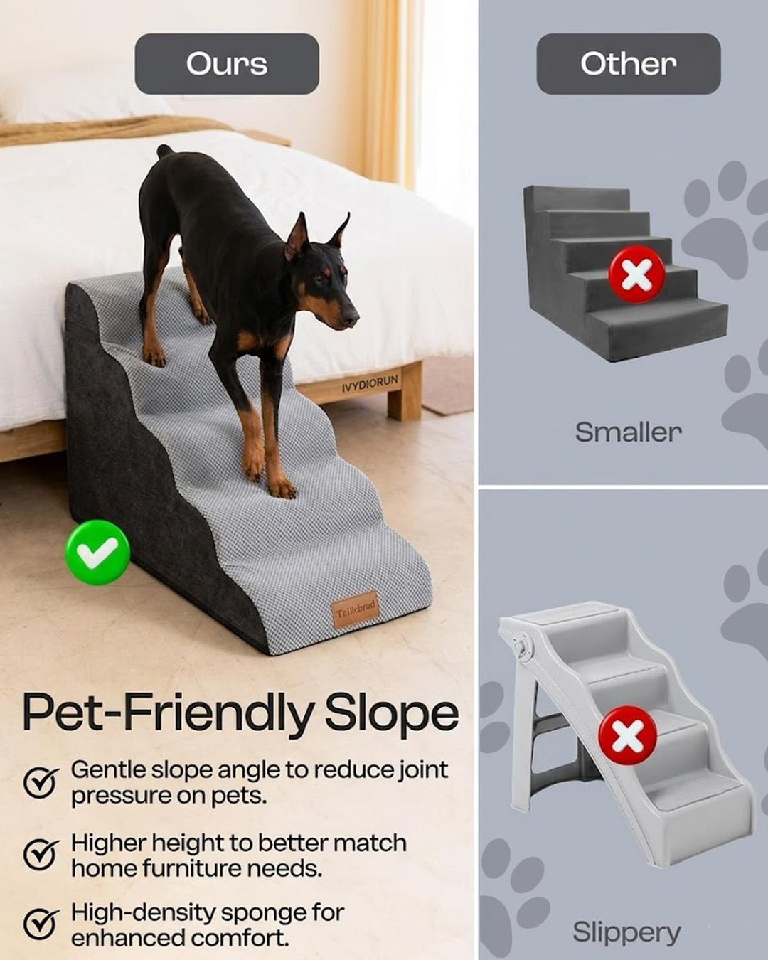 Hundetreppe Schaumstoff 5 Stufen 62 cm für kleine Hunde - Bild 3