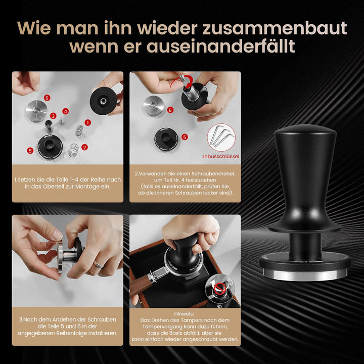 Espresso Tamper 54mm Auto-Rebound Doppelfeder Edelstahl-Basis - Bild 7