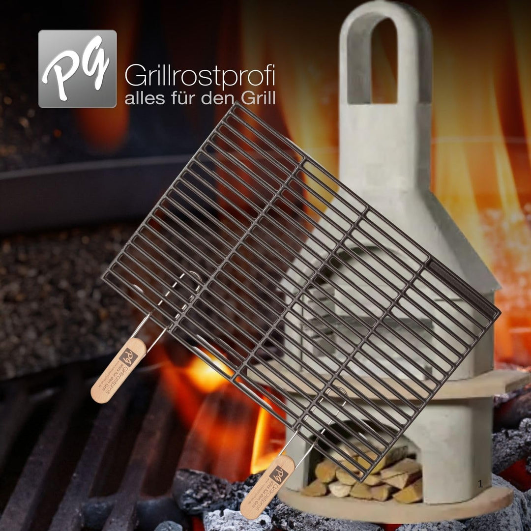 Gusseisen-Grillrost 60x40 cm emailliert mit abnehmbaren Griffen - Bild 2