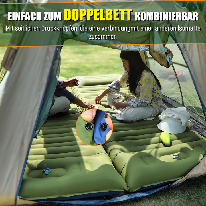 Camping Isomatte aufblasbar 12 cm mit Kissen und Fusspumpe - Bild 6
