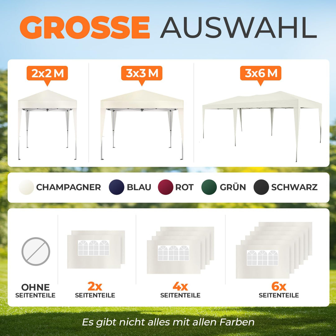 Faltpavillon 3x3 m wasserdicht UV50+ Stahl champagner Pop-Up - Bild 8