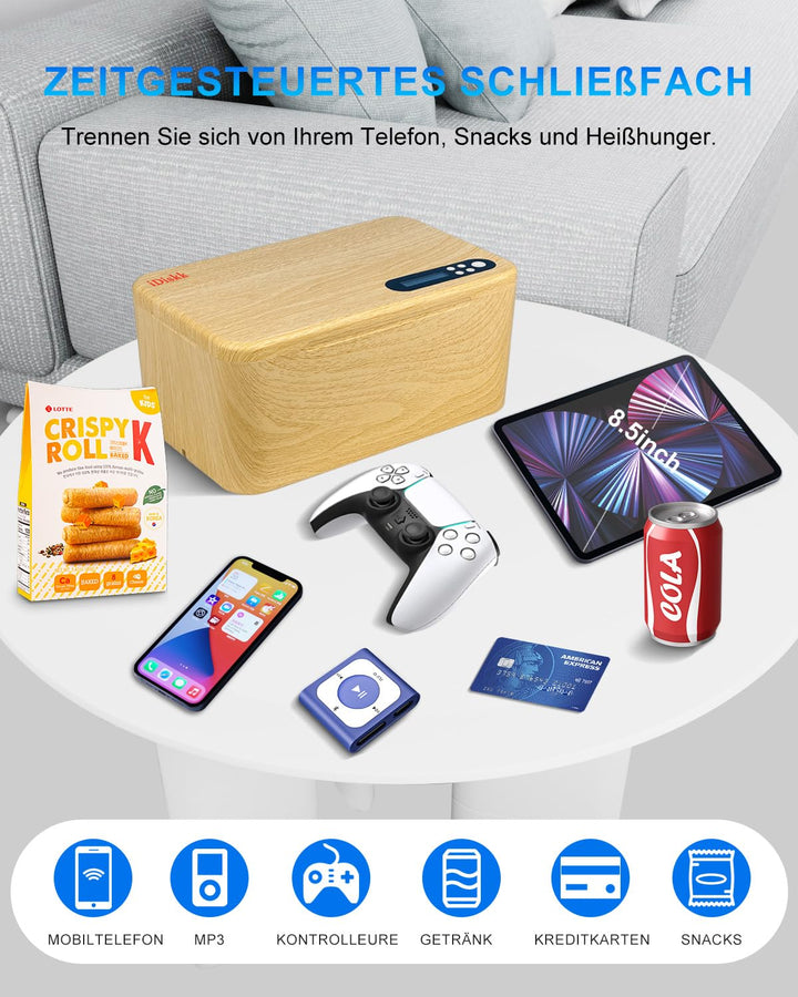 Zeitschloss Box mit Timer für Handy und Snacks Holzoptik - Bild 2