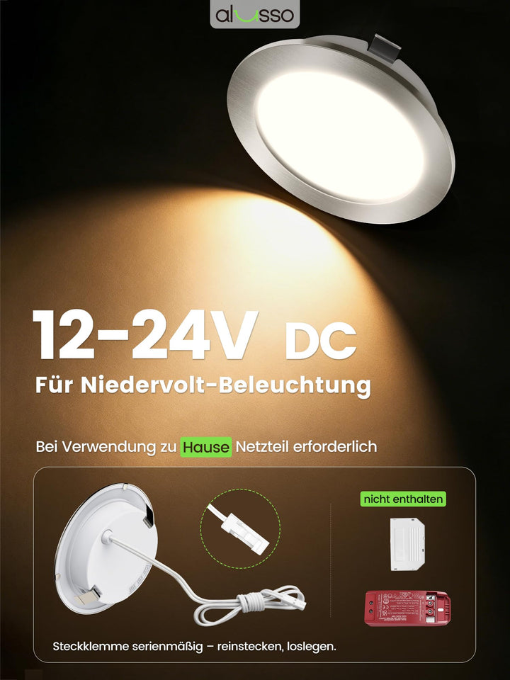 LED Einbaustrahler Flach 12-24V IP44 3CCT 4W für Möbel &amp; Bad - Bild 3