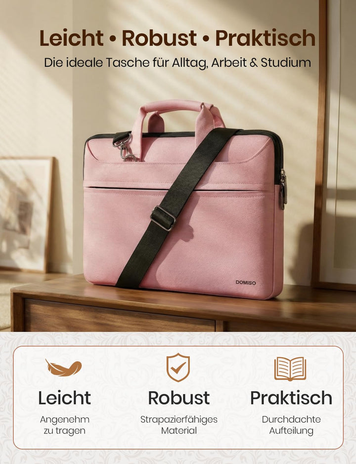 Laptoptasche 17-17,3 Zoll wasserabweisend mit Schultergurt Rosa - Bild 8