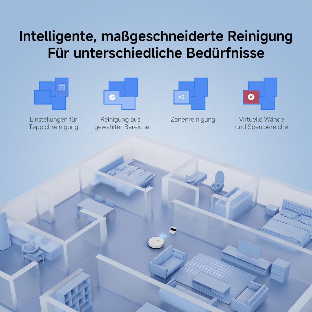 Saugroboter mit Wischfunktion 5000Pa LDS-Laser App-Steuerung - Bild 8