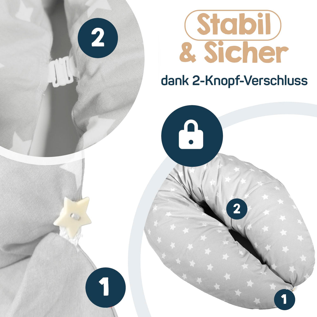Stillkissen XXL Seitenschläferkissen Baumwolle-Polyester Big Stars Grau - Bild 3
