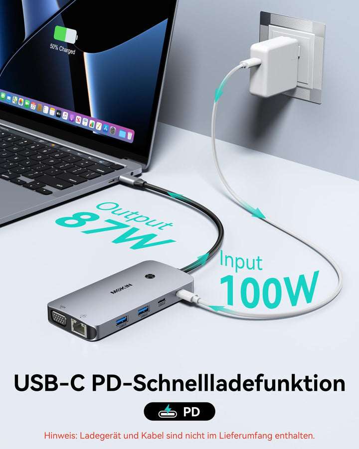 USB-C Docking Station 9-in-1 Triple Display für 2-4 Monitore - Bild 5