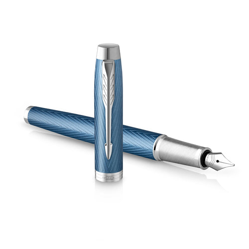Füllfederhalter Edelstahlfeder Blaugrau-Metallic mit Geschenkbox