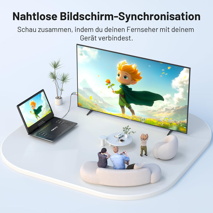 Tragbarer DVD-Player 14,1" HD-Schwenkdisplay 6h Akku zonenfrei - Bild 4