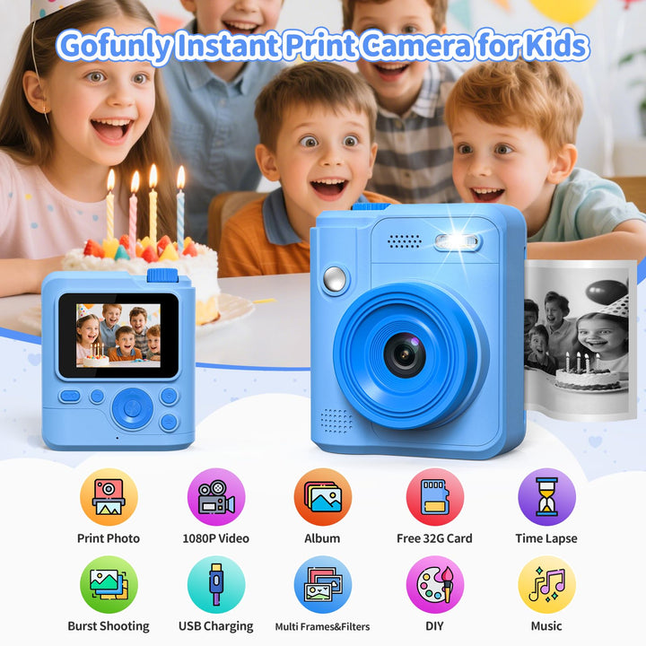 Sofortbildkamera Kinder mit Drucker 1080P IPS 32GB Karte - Bild 2