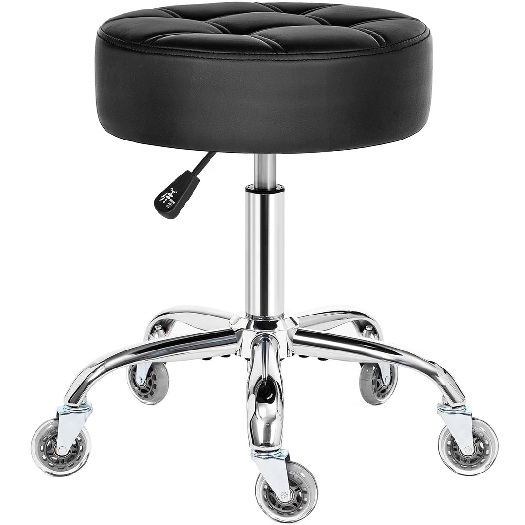 Rollhocker höhenverstellbar PU-Leder Metallrollen 51–66 cm