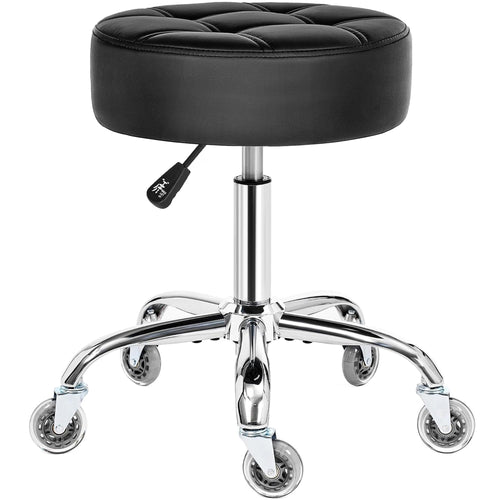 Rollhocker höhenverstellbar PU-Leder Metallrollen 51–66 cm