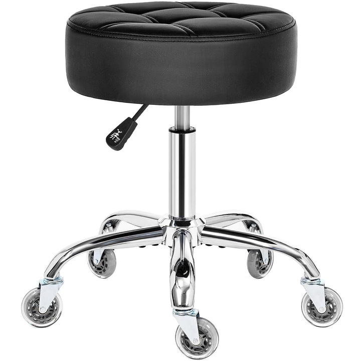 Rollhocker höhenverstellbar PU-Leder Metallrollen 51–66 cm