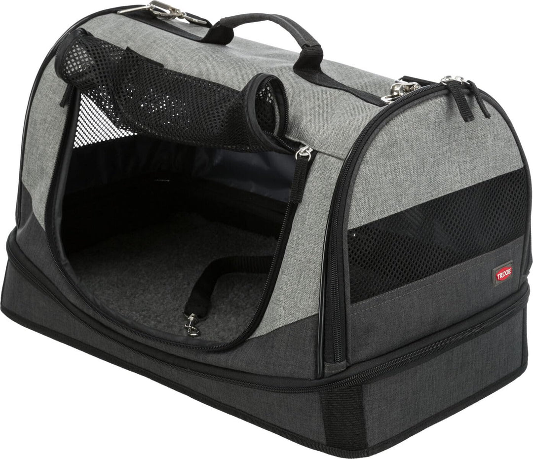 Katzentransporttasche Stoff 30x30x50 cm schwarz/grau mit Schulterriemen