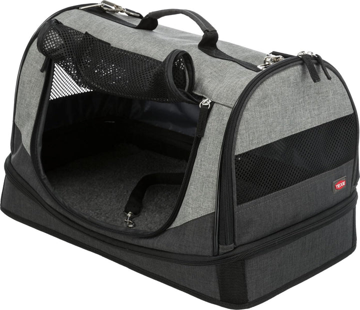 Katzentransporttasche Stoff 30x30x50 cm schwarz/grau mit Schulterriemen