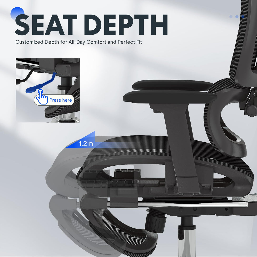 Ergonomischer Bürostuhl mit Fussstütze 3D-Armlehnen bis 136 kg - Bild 10