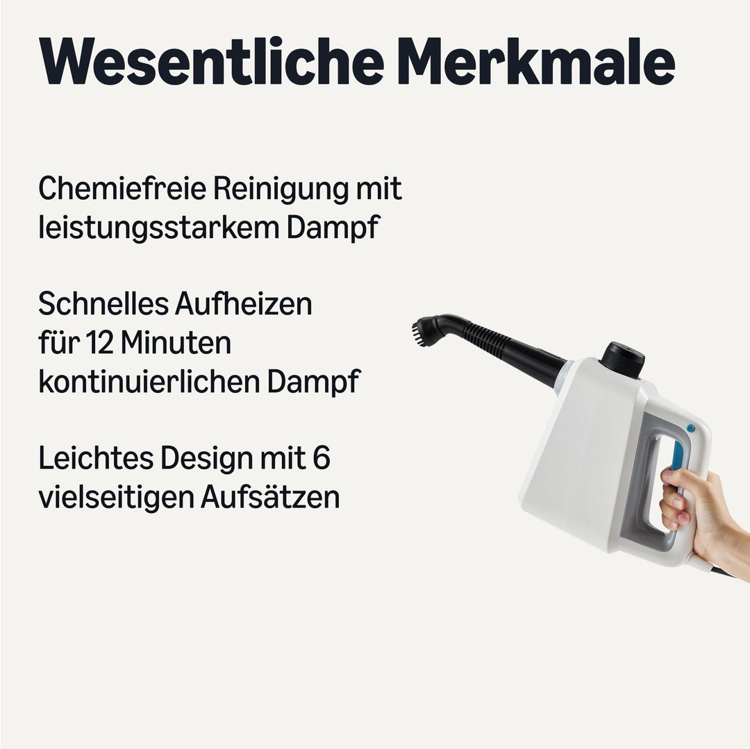 Handdampfreiniger 1000W 250ml Tank mit 9 Zubehörteilen - Bild 2