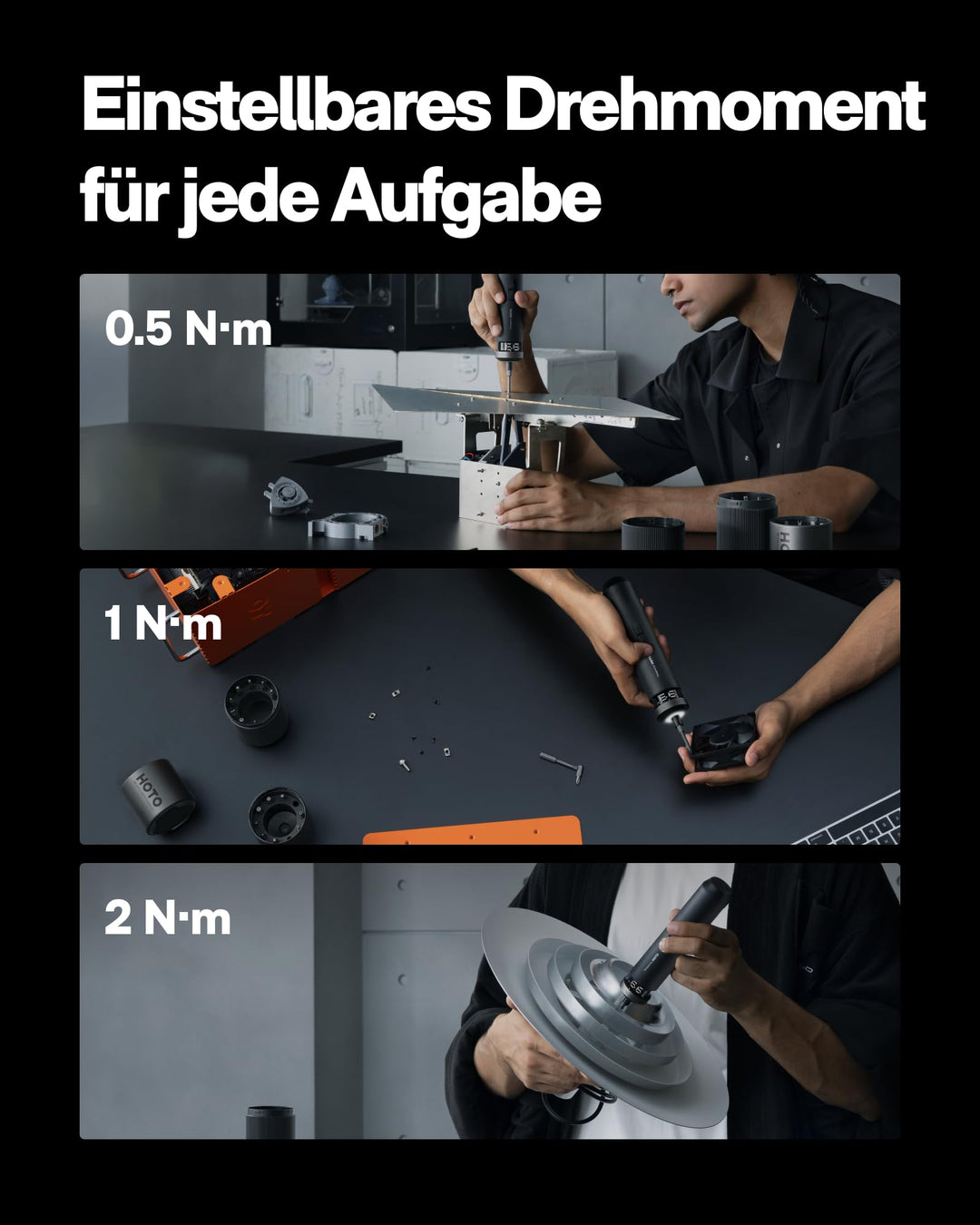 Elektrischer Schraubendreher Set 30 Bits USB-C mit Display - Bild 3